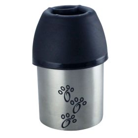 Plastic Fin Cap Pet Travel Water Bottle in Stainless Steel, Small, Silver and Black-Set of 4