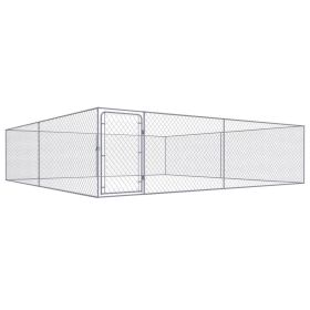 Outdoor Dog Kennel Galvanised Steel 157.5"x157.5"x39.4"
