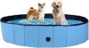 Bosonshop Foldable Pet Swimming Pool Easy to Fold Fill Empty & Clean Slip-Resistant PVC Bathing Tub Kiddie Pool
