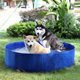 Dog/Cat Pool Feeling Cool Indoor Outdoor Pet Pool Bath Round Pool Foldable and Portable M Size 80*20cm