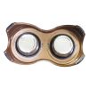 Plastic Framed Double Diner Pet Bowl in Stainless Steel, Small, Gold and Silver-Set of 2