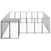 Dog Kennel Black 130.2 ftÂ² Steel