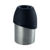 Plastic Fin Cap Pet Travel Water Bottle in Stainless Steel, Small, Silver and Black-Set of 2
