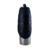 Plastic Fin Cap Pet Travel Water Bottle in Stainless Steel, Large, Silver and Black-Set of 4