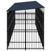 Outdoor Dog Kennel with Roof Steel 178.6 ftÂ²