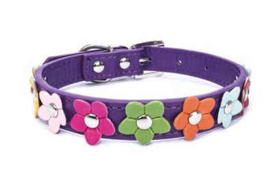 flower pet dog collar (Color: Purple, size: S)