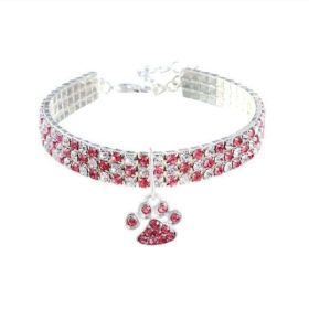 Diamond Pet Collars (Color: pink white, size: L)