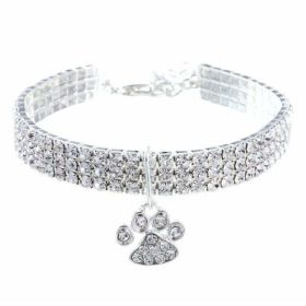 Diamond Pet Collars (Color: White, size: M)