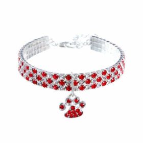 Diamond Pet Collars (Color: red white, size: S)