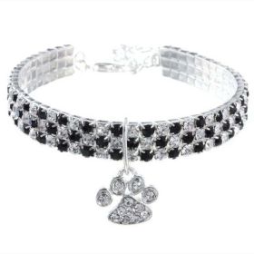 Diamond Pet Collars (Color: black white, size: M)