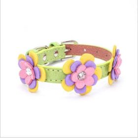 high-end pet dog collar (Color: Light Green, size: XS 30 1.5 CM)