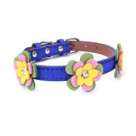 high-end pet dog collar (Color: Deep Blue, size: XS 30 1.5 CM)
