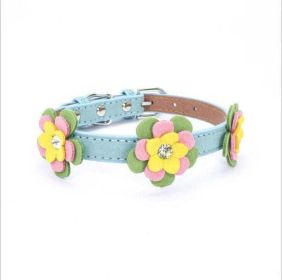 high-end pet dog collar (Color: Light Blue, size: XS 30 1.5 CM)
