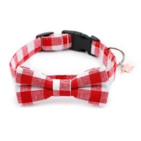 Pet Bow Tie Collar Plaid Soft Adjustable (Color: Red, size: M)