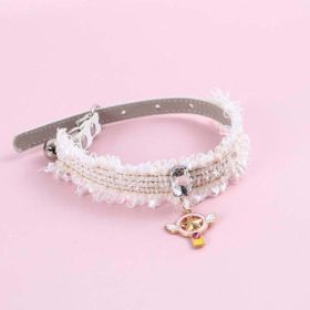 Jewelry Pet Dog Collars (Color: Pink, size: M25-33cm)