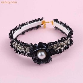 Jewelry Pet Dog Collars (Color: Black, size: M25-33cm)