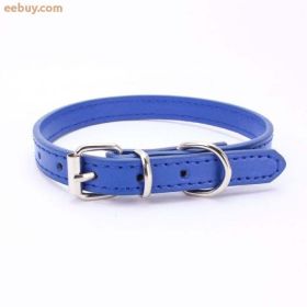 alloy buckle pet dog collar (Color: dark blue, size: 42x1.8CM)