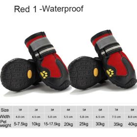 Wholesale 4pcs/set reflective waterproof dog shoes (Color: Red 1, size: 4)