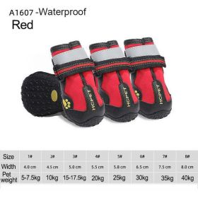 Wholesale 4pcs/set reflective waterproof dog shoes (Color: A1607-Red, size: 4)