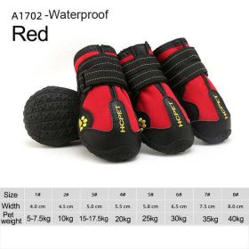Wholesale 4pcs/set reflective waterproof dog shoes (Color: A1702-Red, size: 4)