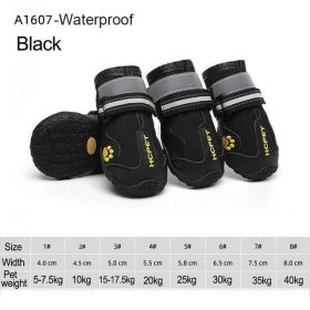 Wholesale 4pcs/set reflective waterproof dog shoes (Color: A1607-Black, size: 5)