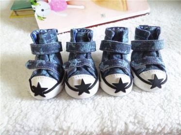 Wholesale pet dog shoes star casual puppy boots (Color: Blue, size: 6)