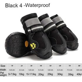 Wholesale 4pcs/set reflective waterproof dog shoes (Color: Black 4, size: 2)