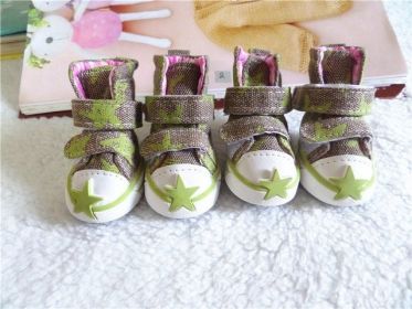 Wholesale pet dog shoes star casual puppy boots (Color: Green, size: 3)