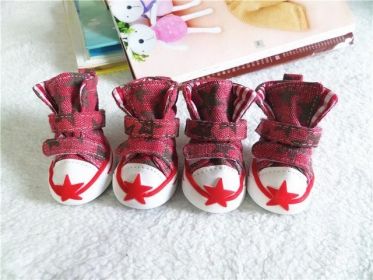 Wholesale pet dog shoes star casual puppy boots (Color: Red, size: 5)