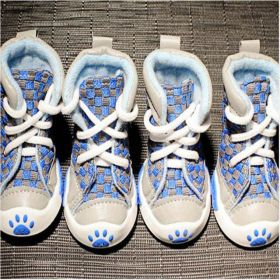 Wholesale 4pcs/set pet dog shoes small dog puppy boots (Color: Blue, size: XL)