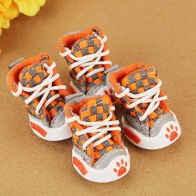 Wholesale 4pcs/set pet dog shoes small dog puppy boots (Color: Gold, size: XL)