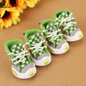 Wholesale 4pcs/set pet dog shoes small dog puppy boots (Color: Green, size: S)