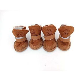 Wholesale S-XXL Winter Warm Dog Shoes (Color: Brown, size: S)