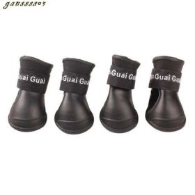 wholesale pet dog rain boots waterproof (Color: Black, size: 4x5cm)