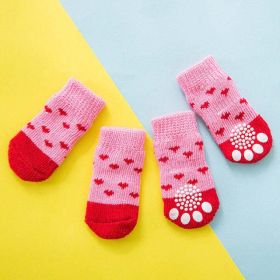 Wholesale 4 Pack Warm Soft Pet Knit Socks (Color: Pink, size: S)