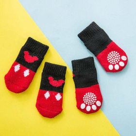 Wholesale 4 Pack Warm Soft Pet Knit Socks (Color: Black, size: L)