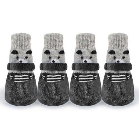 Wholesale 4-Piece Adjustable Waterproof Anti-Slip Dog Socks (Color: Black, size: S)