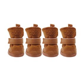 Wholesale Small Dog Winter Warm Pet Shoes Antiskid Shoes (Color: Brown, size: 1)