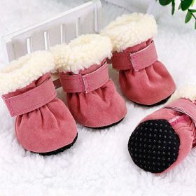 Wholesale 4 Pack Winter Dog Pet Shoes Anti Ski Floor Boots (Color: Pink, size: 5x5cm)