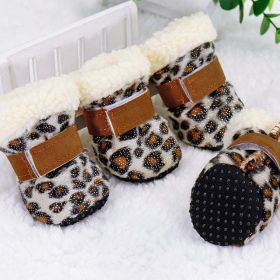 Wholesale 4 Pack Winter Dog Pet Shoes Anti Ski Floor Boots (Color: Leopard, size: 5x5cm)