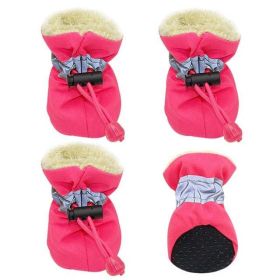 Wholesale 4-Pack Non-Slip Pet Protection Soft Sole Dog Shoes (Color: rose red, size: S)