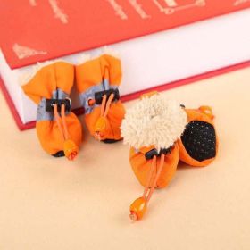 Wholesale 4-Pack Non-Slip Pet Protection Soft Sole Dog Shoes (Color: Orange, size: XXL)