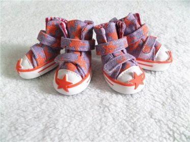 Wholesale pet dog shoes star casual puppy boots (Color: Purple, size: 5)