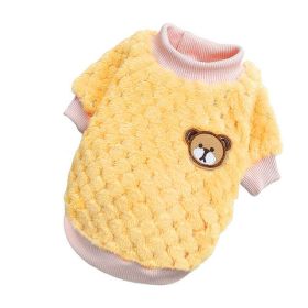 Bear Embroidery Winter Pet Dog Vest (Color: Yellow, size: XXL)