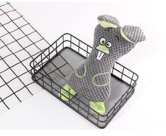 Interactive bite resistant sounding corn fluff plush cat and dog toy (Color: green rabbit, shape: Cotton linen)