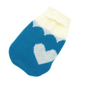 Christmas cat and dog sweaters (Color: Blue heart, size: XL Within 2-3.5kg)