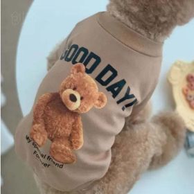 Dog Teddy Bear T-Shirt (Color: Khaki, size: S)