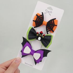 Wholesale halloween bow with cartoon hairpin (Color: purple wings)