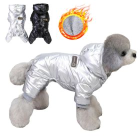 Winter Warm Pet Dog Jumpsuit Waterproof Dog Clothes for Small Dogs Chihuahua Jacket Yorkie Costumes Shih Tzu Coat Poodle Outfits (Color: Silver, size: XL)