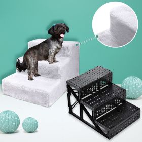 3 Steps Pet Stairs for Dogs and Cats - beige (Color: White)